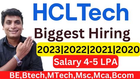 Hcl Tech Off Campus Direct Hiring Bulk Job 2023 2022 2020 Be Btech Me Mtech Off