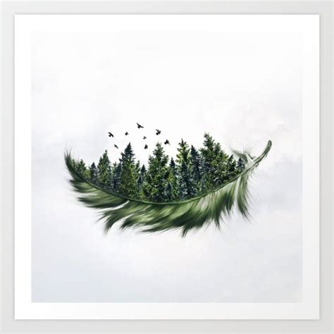 Earth Feather • Green Feather I Art Print by Luisa Azevedo | Society6