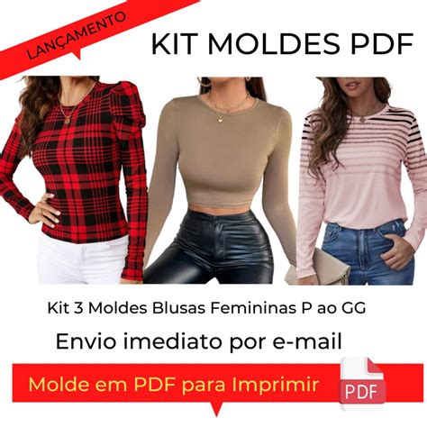 Molde Modelagem Roupa Kit Moldes Blusas Em Pdf Elo