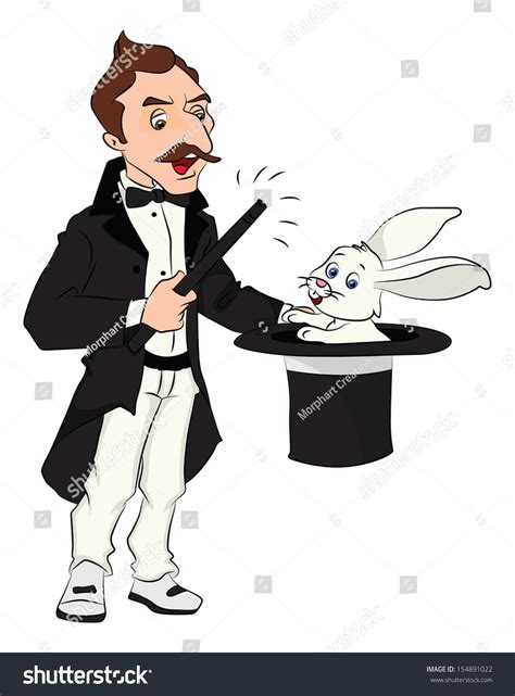 Vector Illustration Magician Pulling Out Rabbit Stock Vector Royalty