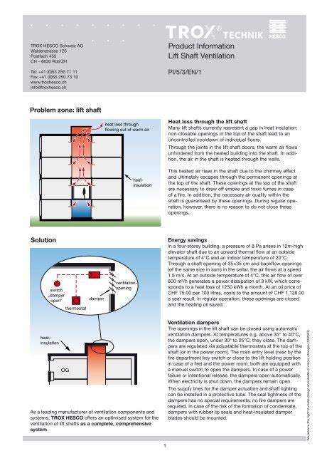 Product Information Lift Shaft Ventilation TROX HESCO Schweiz AG