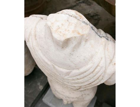 Hand Carved White Marble Greco Roman Style Nude Man Torso