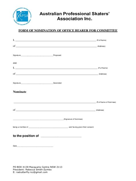 Fillable Online Nomination Form For Office Bearers And Committee Members Fax Email Print Pdffiller