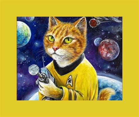 A Painting Of A Cat Holding A Remote Control In Front Of A Space Scene