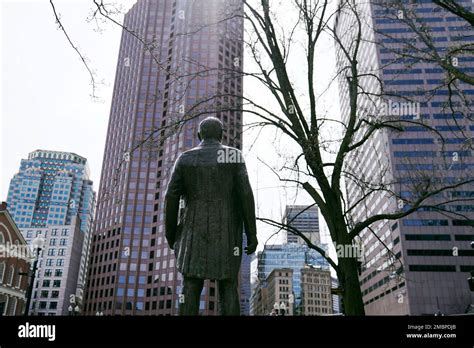 A Statue Of Former Boston Mayor James Michael Curley Near City Hall Tuesday April 5 2022 In