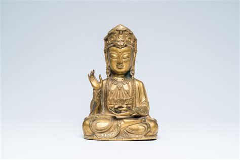 A Chinese Gilt Bronze Figure Of A Seated Guanyin Th C Coronari