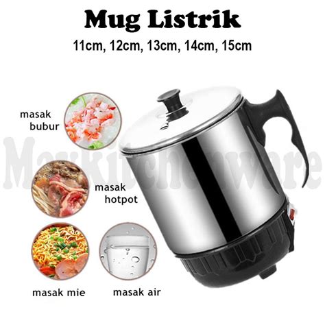 Jual Teko Listrik Pemanas Air Stainless Steel Low Watt Mug Elektrik