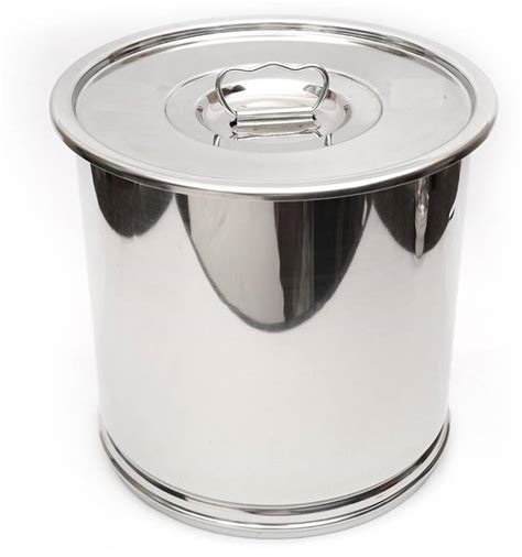 Emphire Stainless Steel Drum Grain Storage Container With Lid 17 5 Inches Wide X 17 Inches