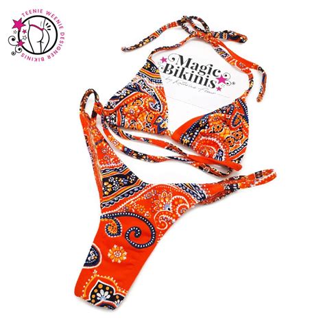 Teenie Weenie Bikini No 01 Orange Paisley Magic Bikinis Custom Competition Suits And
