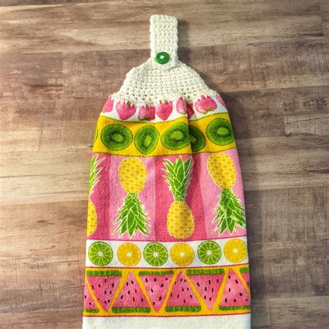 Summer Fruit Towel For Kitchen With Crochet Hanger Hanging Etsy