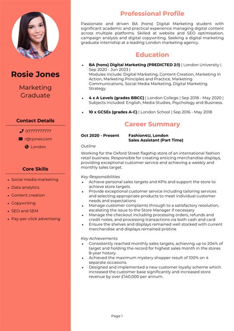 Resume Sample For Fresh Graduate