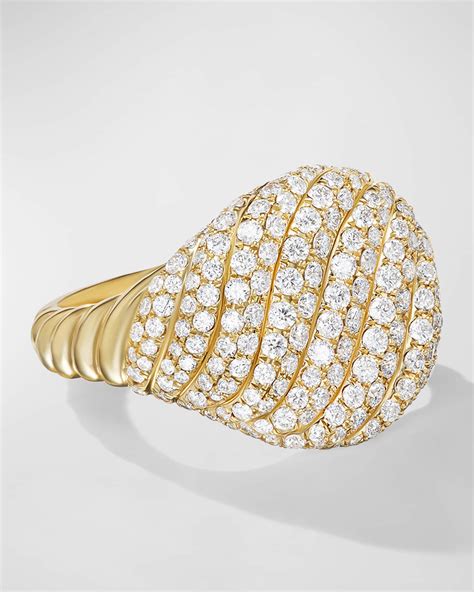 David Yurman Sculpted Cable Pinky Ring With Diamonds In K Gold Mm