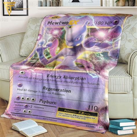 Anime Pokemon Mewtwo Ex Evolutions Full Printing Blanket Pixeltee