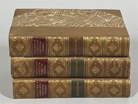 Lot Three Volume Complete Poetical Works Whittiers Longfellows