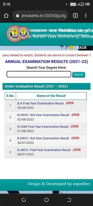 Jnvu Ba B Sc Result 2022 Jay Narayan Vyas University Jodhpur B Sc Final Result