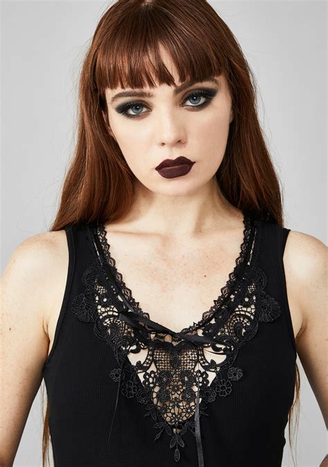 Widow Lace V Neck Tank Top Dolls Kill