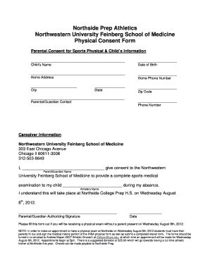 Fillable Online Northwestern Waiver Bformb Northside College Prep Fax