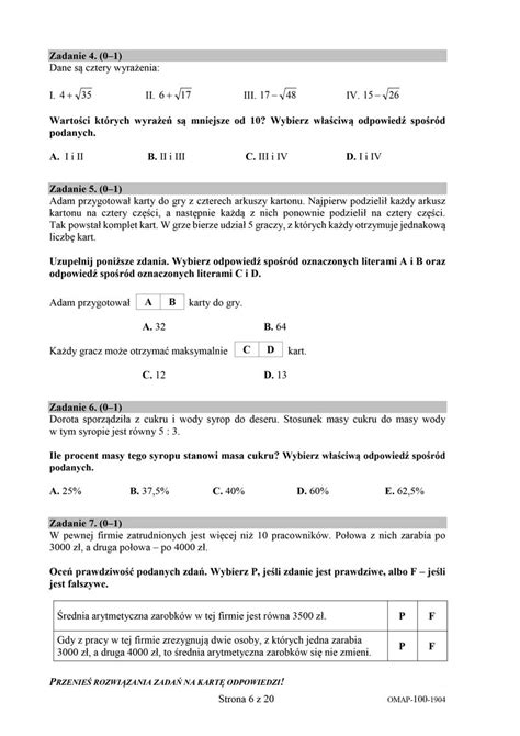 Egzamin Smoklasisty Matematyka Arkusze Egzamin Klasa Pl