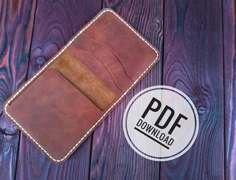 Pdf Leather Wallet Template Pattern Bifold Wallet Etsy