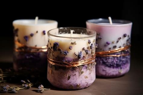 Una Vela Con Flores De Lavanda Foto Premium