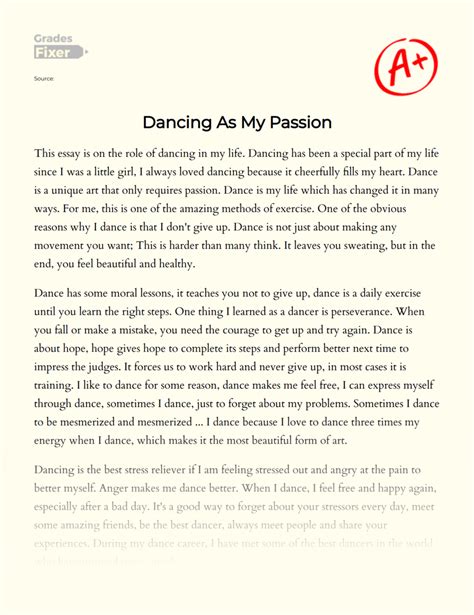 About Dance Passion As Important Part Of My Life [essay Example] 509