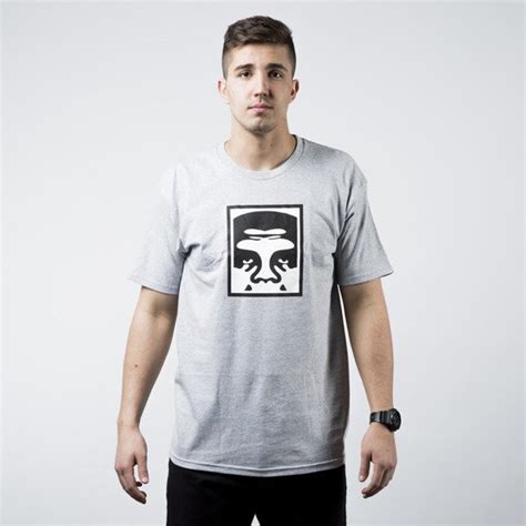 Obey T Shirt Half Face Icon Heather Grey