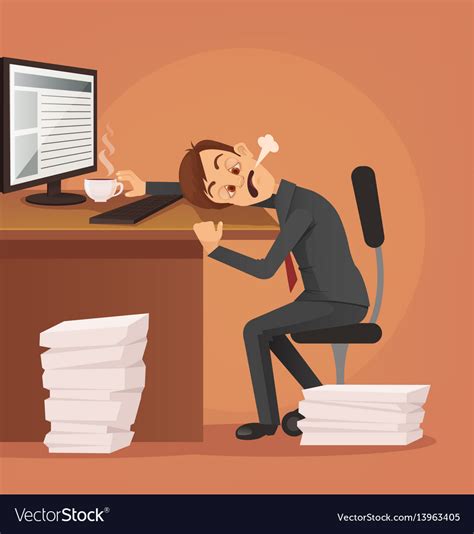 Hard work tired unhappy office worker man Vector Image