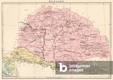 Image Of Map Of The Kingdom Of Hungary Circa 1870 19th Century