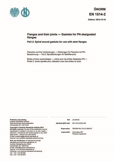 Onorm En Flanges And Their Joints Gaskets For Pn