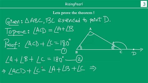 Exterior Angle Equals Sum Of Two Interior Opposite Angles Theorem