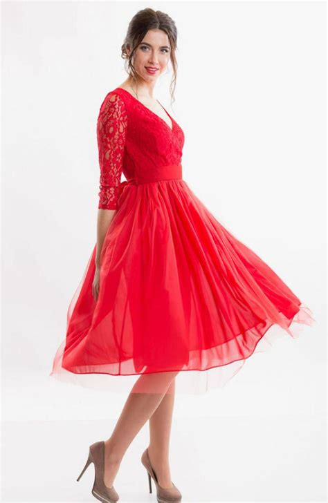 2016 Red Chiffon Bridesmaids Tulle Dress Formal Short Dress Red Lace