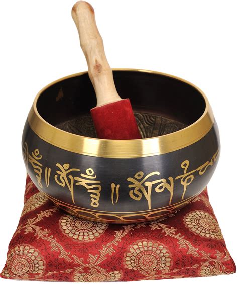 Tibetan Buddhist Singing Bowl With The Figures Of Buddha Inside And