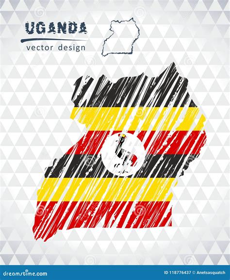 Map Of Uganda With Hand Drawn Sketch Pen Map Inside Vector