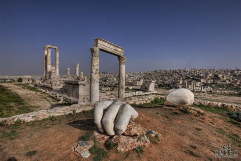 The Ancient Citadel In Amman With Hand Of Hercules In The Foreground