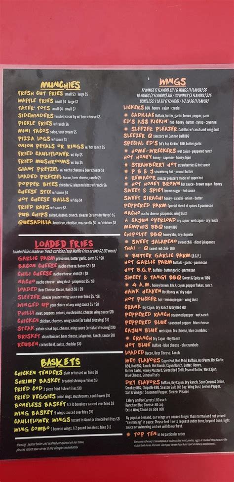 Menu At The Burg Bar And Grill West Pittsburg