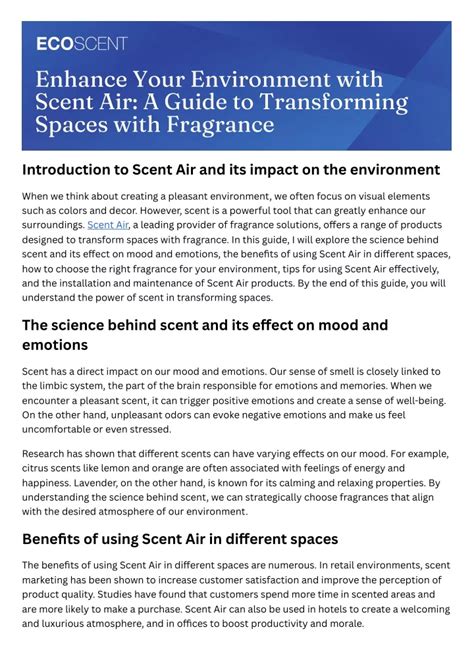 Ppt A Guide To Transforming Spaces With Fragrance Powerpoint