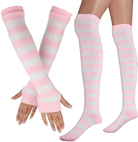 Eforpretty Womens Extra Long Striped Socksover Knee High Opaque