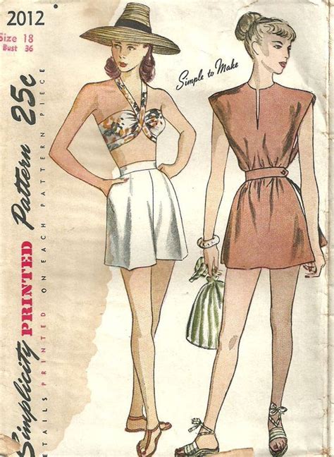 Vintage S Sewing Pattern Swimsuit Playsuit Romper Bathing Etsy