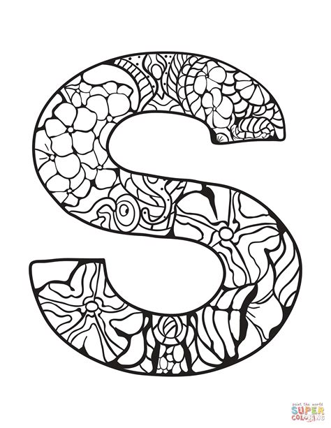 Letter S Zentangle Coloring Page Free Printable Coloring Pages