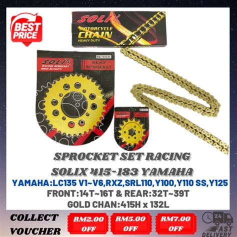 415 SPROCKET SET GOLD YAMAHA LC135 Y125Z Y100 Y110 RXZ SRL110 SOLIX