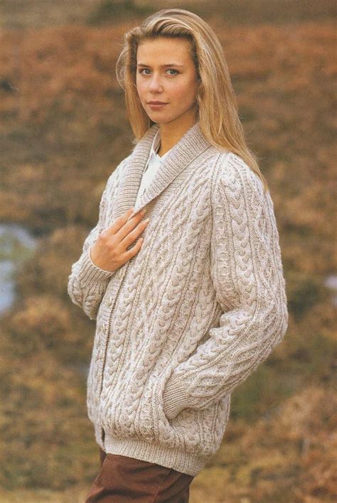 Womens Aran Raglan Jacket Knitting Pattern Pdf Ladies 32 34 Etsy Cable Knit Sweater Pattern