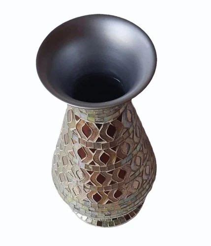 Handicraft Decoration 10inch Mosaic Finish Iron Flower Vase Shape Pot