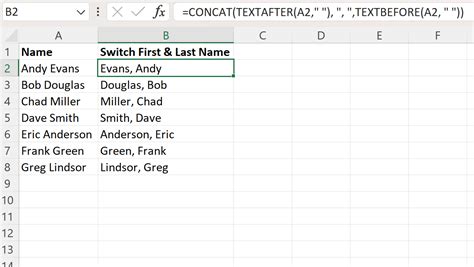 Excel Switch First And Last Name With Comma In Between