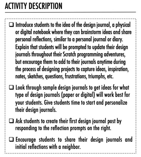 Examples of Creative Computing Design Journals | ScratchEd