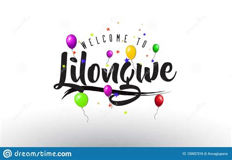 Lilongwe Welcome To Text With Colorful Balloons And Stars Design Stock