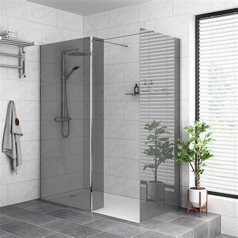 Arezzo 1400 X 900 Grey Tinted Glass Wet Room Inc 800mm Screen Return