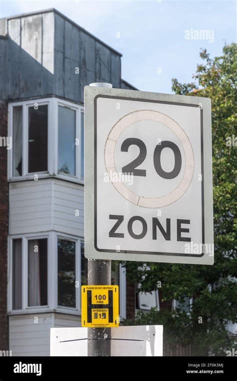 20 Zone Road Sign Twenty Mph 20 Miles Per Hour Zone In Town Centre