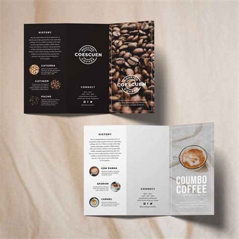 Cafeteria Trifold Brochure Diy Canva Template Editable Coffee Menu