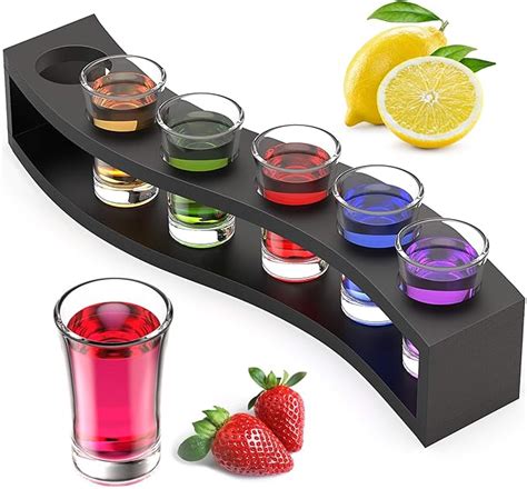 Shot Glass Set With Tray Shot Glasses Holder 6 Pack Shot Glass Set 12oz Shot