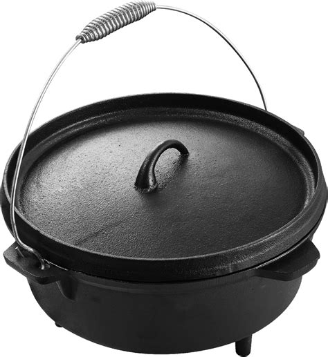 Excelsteel Whandle And Leg Base Oil Seasoned Cooking Pot